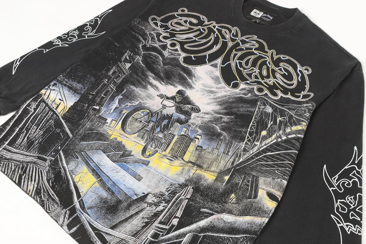 Godspeed Washed Black Rock Graphic Long-Sleeve T-Shirt — detail